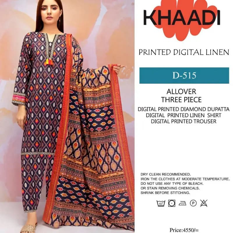 Khaddi Linen Printed Suit