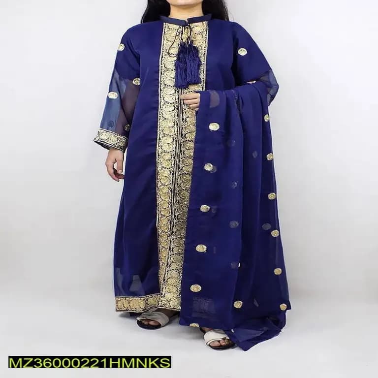 Stitched Chiffon Embroidered Suit 3p