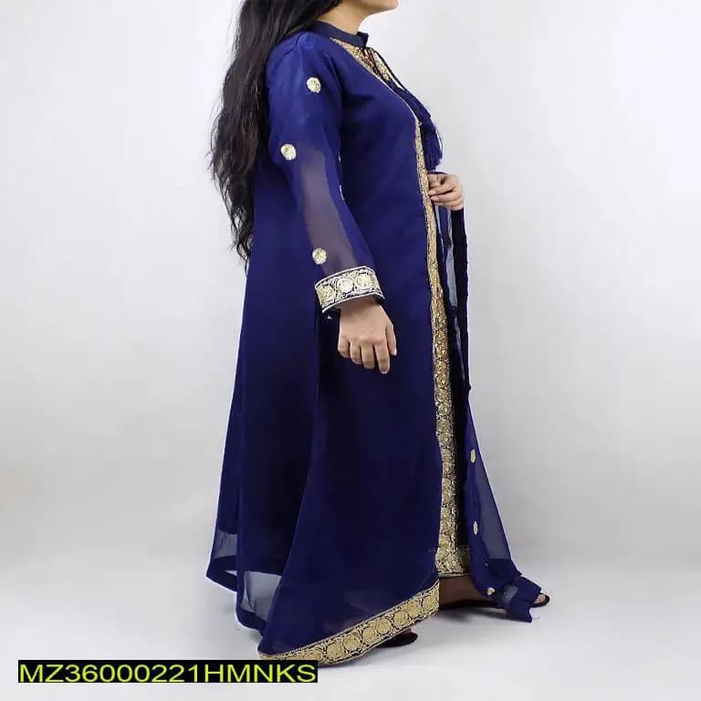 Stitched Chiffon Embroidered Suit 3p