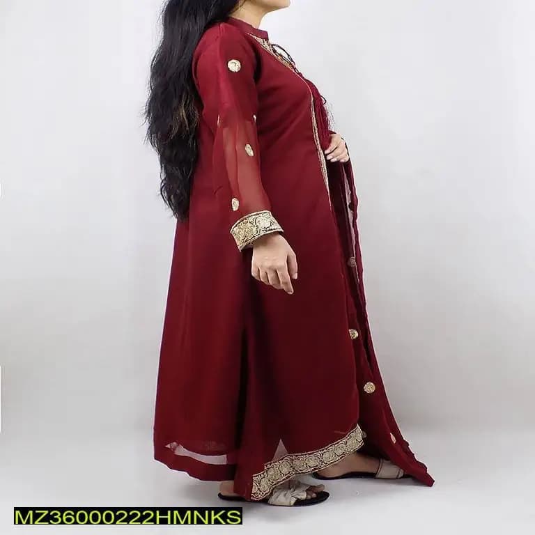 Stitched Chiffon Embroidered Suit 3p