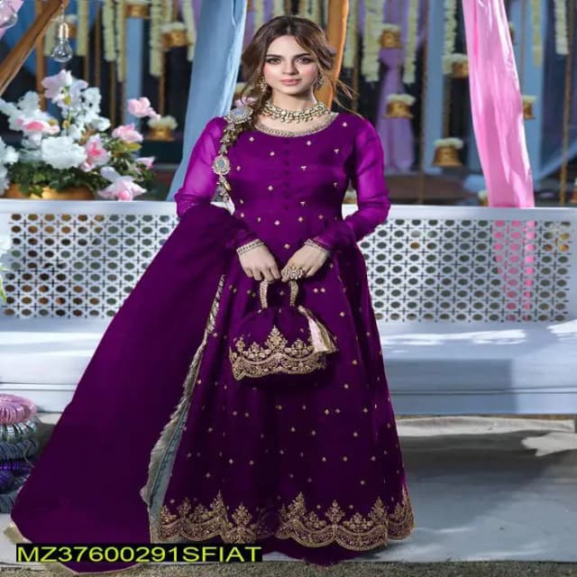 Stitched Chiffon Silk Maxi Suit 3p